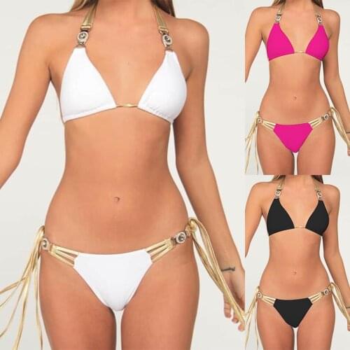 Summer 2021 Womens Clothing Ladies Bikini Woman Swimsuit Gold Tassel Crystal Diamond Decoration Sexy Backless Beach Dresses