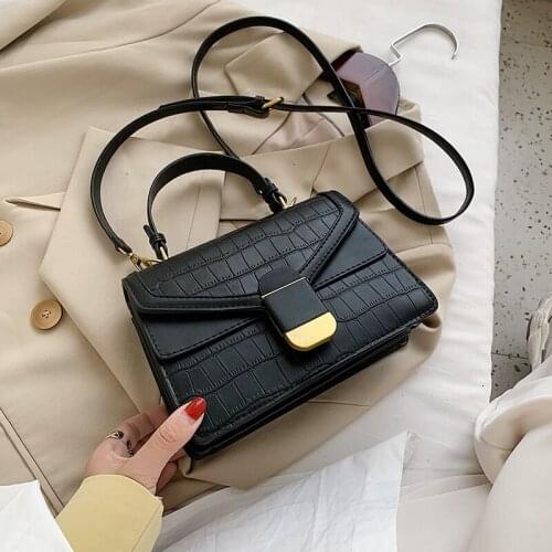Small PU Leather Flap Bags For Women 2021 Winter Trendy Stone Pattern Crossbody Shoulder Handbags Branded Trending Hand Bag