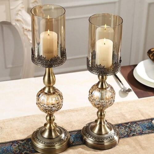 Metal Glass Candle Stand Holders Decoration Metal Candlestick Creative Candle Holders Table Living Room Ornaments