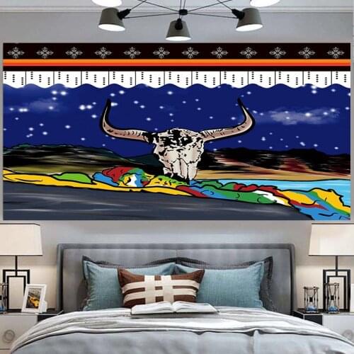 Yak skull tapestry wall hanging blanket bohemian livingroom decor wall carpet drop shipping wall blanket