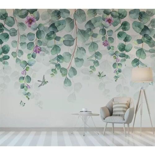 Beibehang Custom wallpaper 3D photo mural Nordic minimalist tropical leaves flowers butterfly bird bedroom wall paper 3d mural