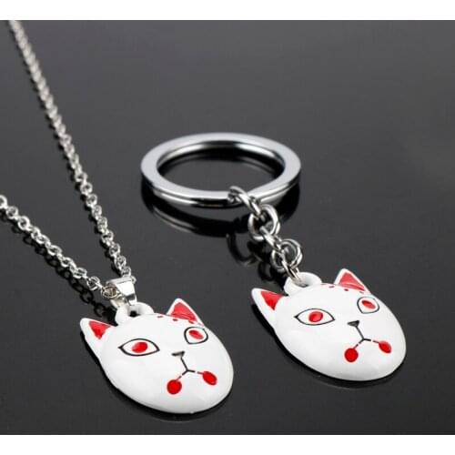 Japan Anime Demon Slayer Eliminate Disaster Mask cosplay Necklace Trendy Cartoon Kamado Tanjirou Fox Mask Neacklace Gift