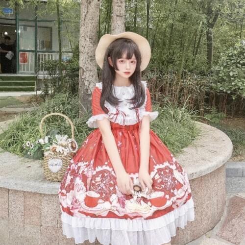 Lolita Dress Tea Party Japanese Style Girl op short sleeve Bowknot JSK lolita cosplay Lace dress Princess Missy Costume dress