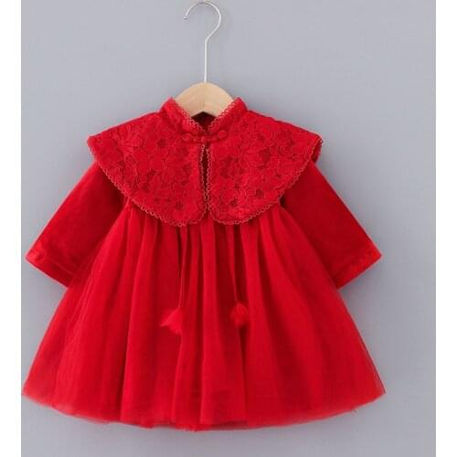 KEAIYOUHUO Baby Girls Dresses Christmas Winter Warm Girl Princess Dress for Birthday Party Clothing Long Sleeve Red Dress 0-5Y