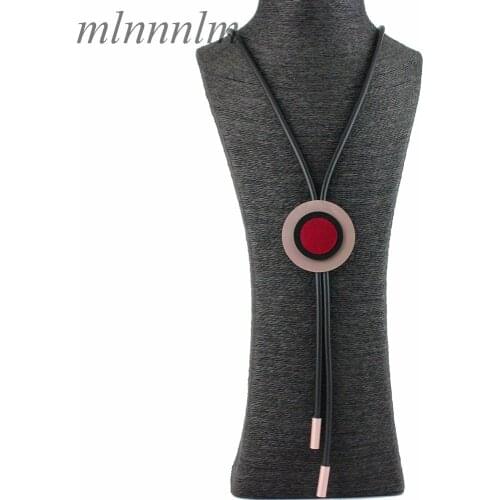 Simple Styles Vintage Necklaces Long Necklace For Women Black Rubber Chain Jewelry Big Circle Girls Gift Leather Neck Laces