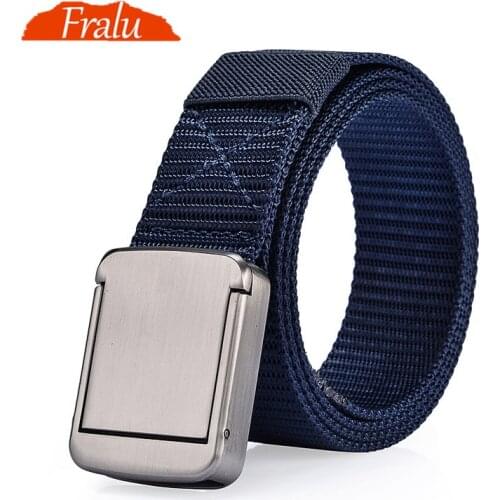 FRALU 2019 Military Equipment Tactical Belt Men Women Metal Buckle Thicken Canvas Belts for Men Waistband YD312