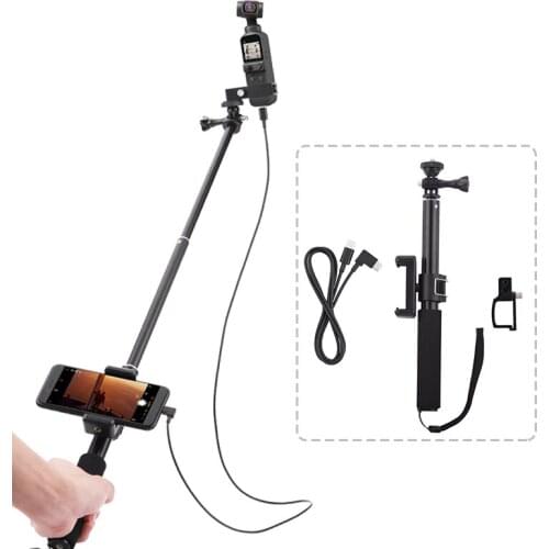Selfie Stick for DJI Pocket 2 Phone Clip Mount Module Extension Pole Gimbal Camera Cable for Type-c IOS Micro-USB Accessories