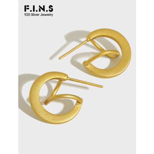 F.I.N.S Modern Womens Earrings 2019 Unique Design Twist Geometric Stud Earrings 925 Silver Golden Korean Earrings Fine Jewelry