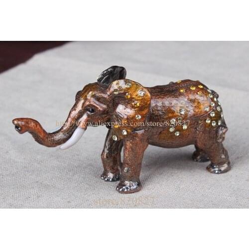 Elephant Trinket Box with Element Crystals Jewelry Pill Box Luck Small Cute Elephant Trinket Box Crystals Jewelry box nice gift
