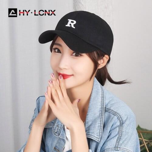 Spring And Summer Womens R Letter Embroidery Sun Hat Mens Outdoor Sports Cotton Breathable Cap Student Sun Hip-hop Hat