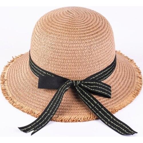 Seioum Hot New Fashion Summer Casual Women Ladies Wide Brim Beach Sun Hat Elegant Straw Floppy Bohemia Cap For Women Dating