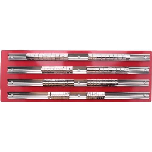 80Pc Socket Tray Rack 1/4 inch, 3/8 inch, 1/2 inch Inch Snap Rail Tool Set Organizer