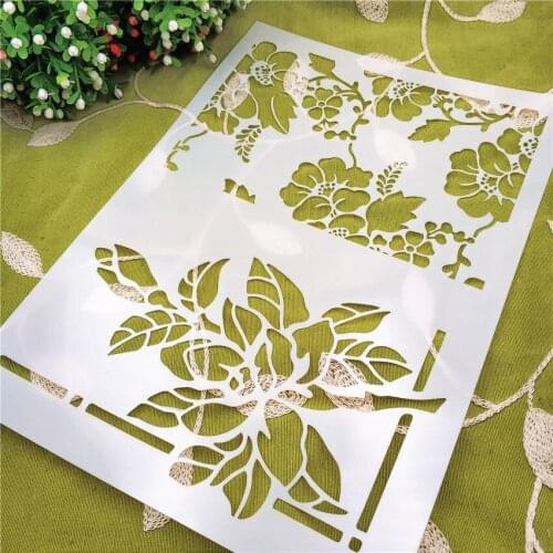 21*29.5 flower leaves scrapbook stencils spray plastic mold shield DIY cake hollow Embellishment printing lace ruler Easter
