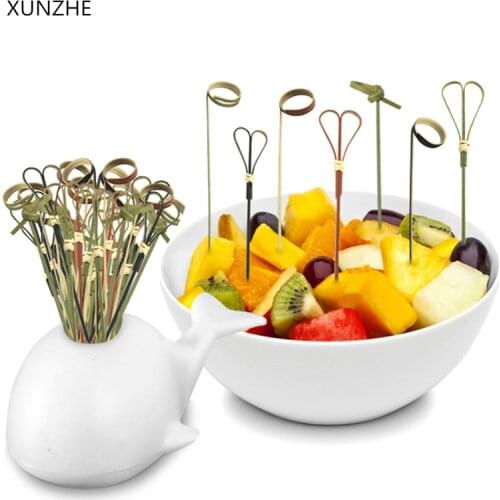 50 - 100pcs 12cm Cake decoration Fruit shaped sticky Cocktail Drink Stirring Sticks Food Dessert Picks Fruit Fork Cup decoration