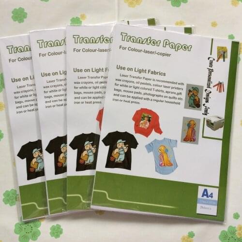 Double protection packing (80 pieces/lot) no need to cut image A4 size light color laser clothing heat transfer paper