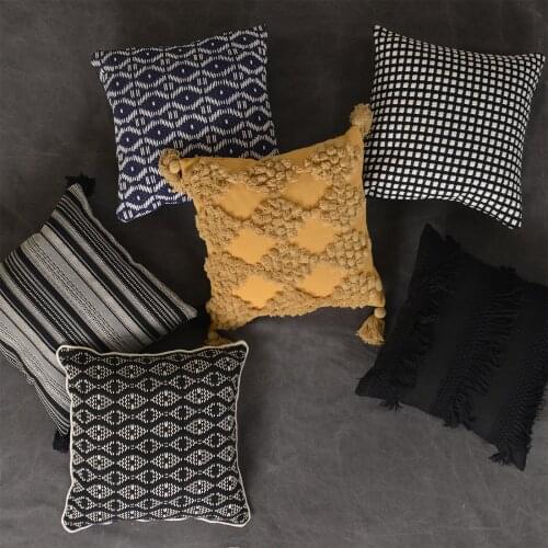 Boho Throw Pillow Cover Morocco Decorative Macrame Pillow Case 45*45 Tufted Luxury Cushion Cover with Tassel Sofa Bed Home Decor