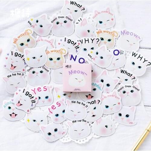 XINAHER 45pcs/pack Cute White cat princess Stickers Stationery Creative DIY Diary Scrapbook Decoration Sticker