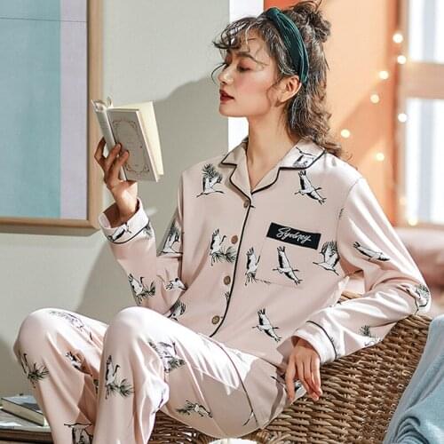 Woman Long-sleeved Cotton Summer Leisurewear Thin Suit Fall And Winter Pajamas Set