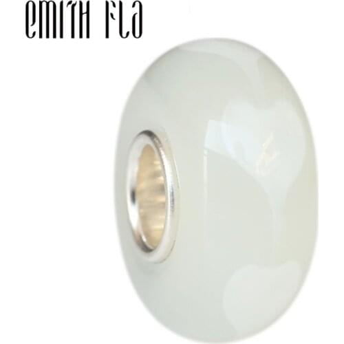 Emith Fla 100% 925 Sterling Silver Large Hole Heart-shaped Charm Bead Fit European Bracelet Bangle Jewelry DIY Accessories