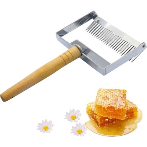 1Pc Beekeeping Tools Widened New Stainless Steel Balanced Honey Cutting Fork Non-Slip Wooden Handle Honey Cutting Knife