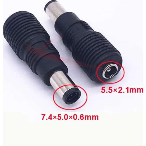 1pcs DC Connector 5.5 x 2.1mm Female to 7.4×5.0×0.6mm Male Plug Converter Laptop Power Adapter 5.5×2.1 to 7.4×5.0×0.6