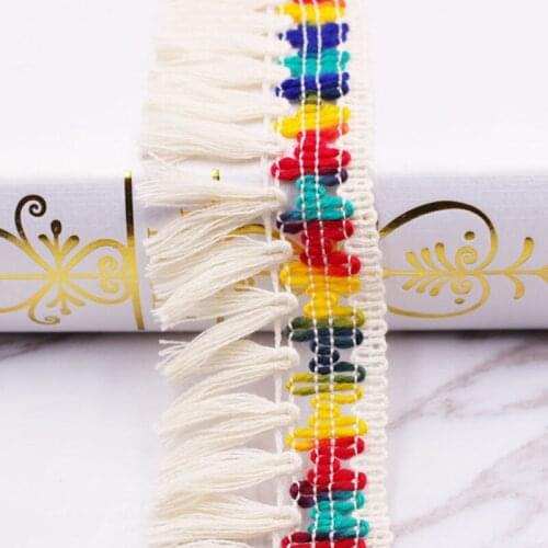 1Yard 5cm Wide Cotton Tassel Trim Ethnic Fringe Lace Ribbon Sewing Dress Garment Curtain DIY Handmade Craft Accessories Material