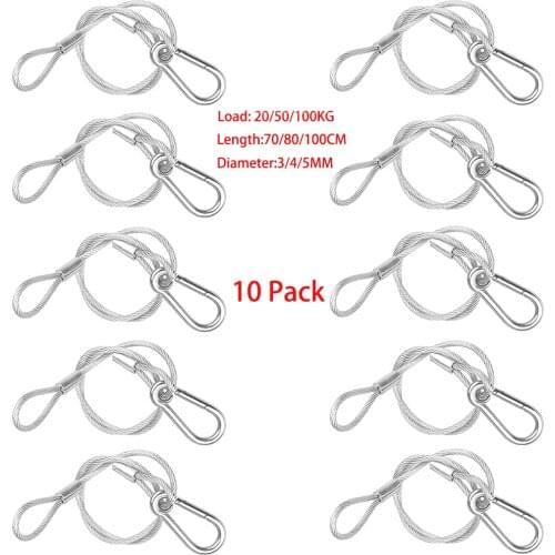 10 Pack Safety Cables Stage Light 4mm Diameter Stainless Steel Safety Rope with Buckle PVC For DJ Stage Par Moving Light