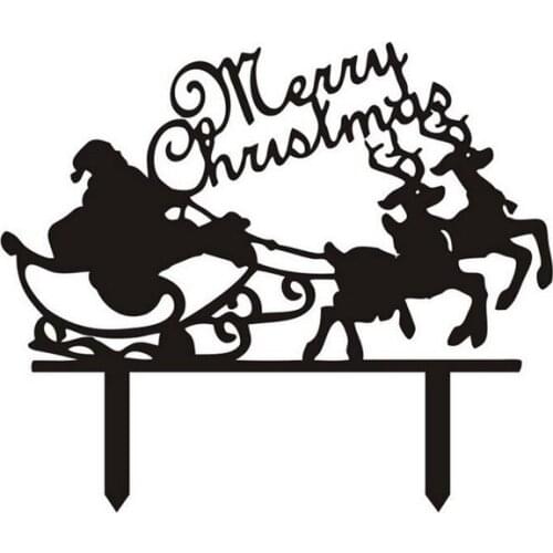 100pcs/lot Creative " Merry Christmas " Santa Claus design Acrylic Christmas Cake Topper Party Cake Decorations