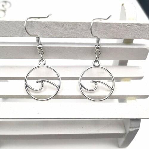 2020 New Earrings Charm Wave 20*23mm Tibetan Silver Pendant Popular Earring Jewelry