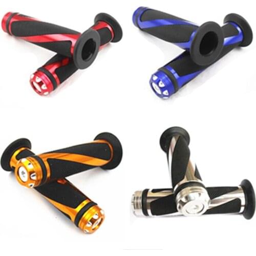 2x Motorcycle Bike ATV Aluminum Rubber Gel Hand Grips 7/8" 22mm Handlebar Cafe Racer Old School Bobber Touring Dirt bike