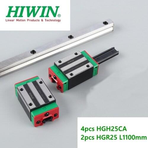 4pcs Original HIWIN HGH25CA linear slide carriage block + 2pcs HGR25-L1100mm Linear guide rail