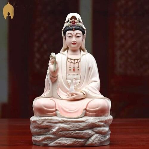 5 A+ 2021 HOME temple high grade Guanyin Buddha statue Avalokiteshvara Buddha Color Ceramic statue bless safe health good luck