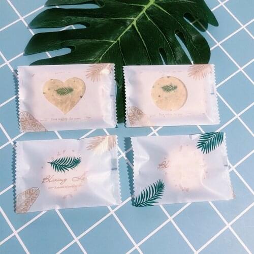 500pcs Plant Leaf Heat Seal Cookie Packaging Bag for Bakery Gift Biscuits Candy Muffin Packing