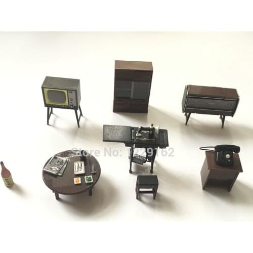 6pcs/set Retro Furniture Fridge Magnets Resin Refrigerator Magnet Home Decoration TV Table Phonograph Whiteboard Message sticker