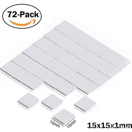 72PCS 15mm x 15mm x 1mm 1mm thickness Laptop Computer Thermal Pad GPU CPU Heatsink Cooling Conductive Silicone Pad