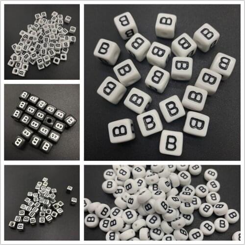 6mm 7mm 10mm Letter B Acrylic Spacer Beads Square Oval Letter Beads For Jewelry Making DIY Accessories