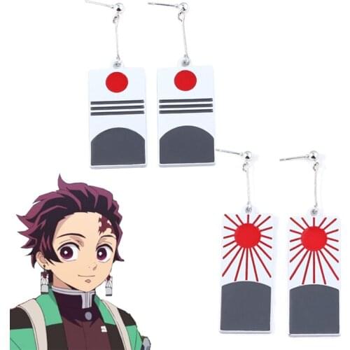 Anime Demon Slayer Kimetsu no Yaiba Kamado Tanjirou Cosplay prop earring Kamado Nezuko metal sun Earring gift