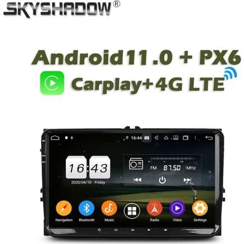 720P Wireless Carplay PX6 Car DVD Player Android 10.0 4GB + 64GB GPS RDS Radio wifi Bluetooth steering for Volkswagen Universal