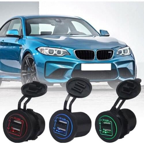Car Motorcycle Truck ATV LED Dual USB Ports 5V 4.8A Charger Socket Power Adapter car Accessories