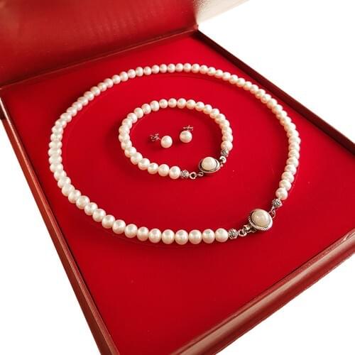Chavin Natural Pearl Necklace, Earrings, Bracelet Special Boxed Set ct83 Stylish Fashion Women Gift