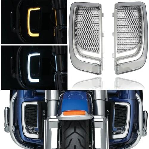 Motorcycle Black LED Fairing Lower Grills Light For Harley Touring Street Electra Glide Tri Glide FLHTKSE CVO Limited FLHTCU