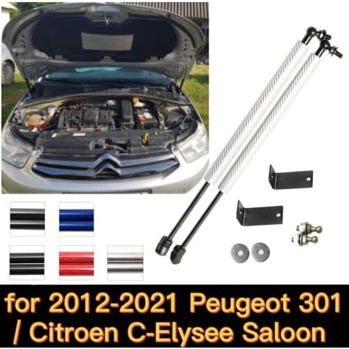 Gas Struts for 2012-2021 Peugeot 301 / Citroën C-Elysée Saloon Modify Front Hood Bonnet Lift Support Shock Damper Absorber Rod
