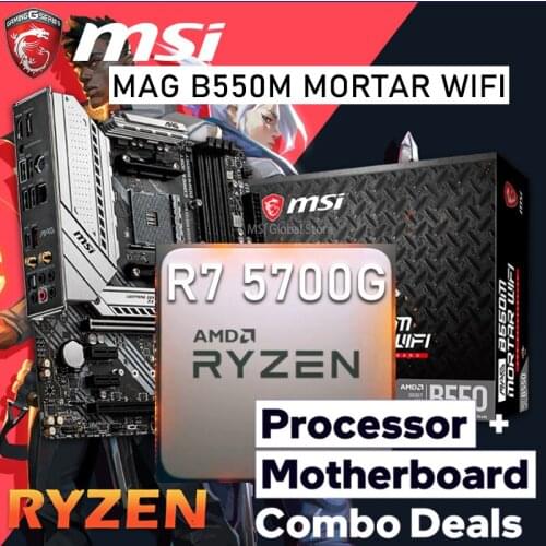 AMD Ryzen 7 5700G CPU With MAG B550M MORTAR WIFI Gaming Motherboard Combo Ryzen Kit DDR4 OC AMD Ryzen 5700G AMD B550 Placa-mãe