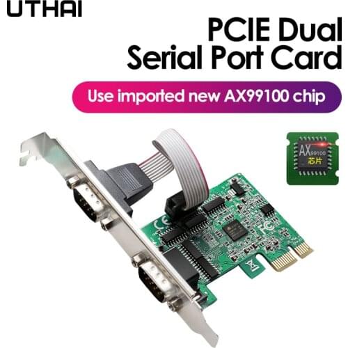 UTHAI Pcie To Two Serial Ports RS232 Interface Industrial Control Computer Expansion Card Computer Adapter PCI-E Serial Card