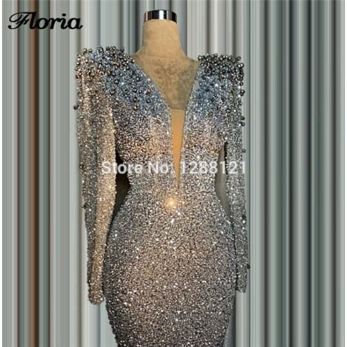 Islamic 2020 Floor Length Evening Dresses Beading Crystal 2020 Dubai Prom Dress Robe De Soiree Arabic Party Gown Middle East Hot