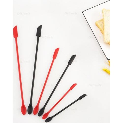 Both Ends Spoon & Spatula 3pcs Mini Silicone Small Pointed Spatula Set Cream Spatula Spoon Baking Gadgets Cake Decorating Tools