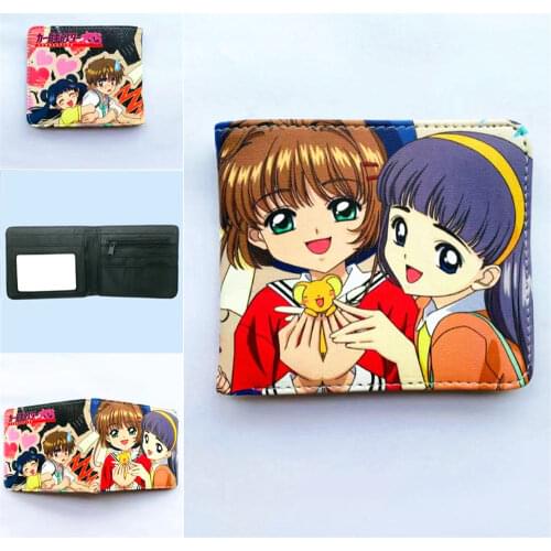 Cartoon Cardcaptor Sakura Pu Wallet Anime Card Captor Leather Student Photo Card Holder Layers Zip Coin Pocket Teenager Purse