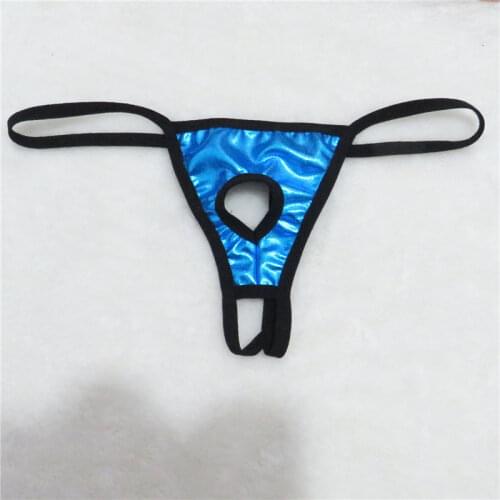 Mens panties sexy underwear men underpants gay micro Thongs tanga color Patent leather Edging String Hollow out Circle No trace