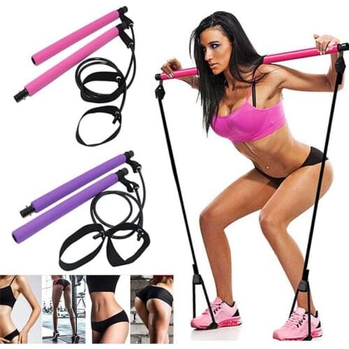 Pilates Bar Kit with Resistance Band Exerciser Pull Rope Fitness Sport Elastic Band Gym Workout Stick Portable Fitness Equipment