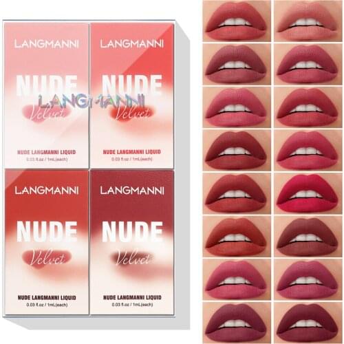 4Pcs/Set Matte Lip Gloss Set Liquid Lipstick Waterproof Long Lasting Moisturizing Lip Tint Women Gift Beauty Cosmetics Set
